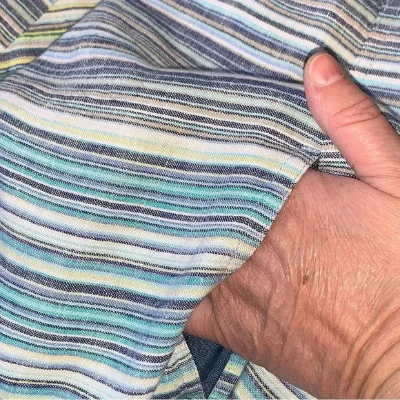 Tommy Bahama Micronesia Stripe Dress Sleeveless Shift Size XS 100% Linen Pockets - Picture 8 of 8